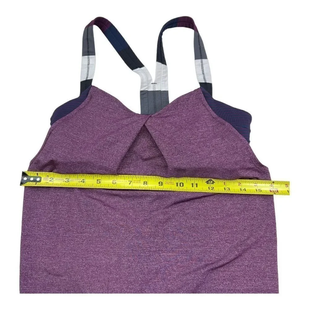 Lululemon Rest Less Tank Womens 4 Small Built In Bra Heathered Plum/Hyper Stripe